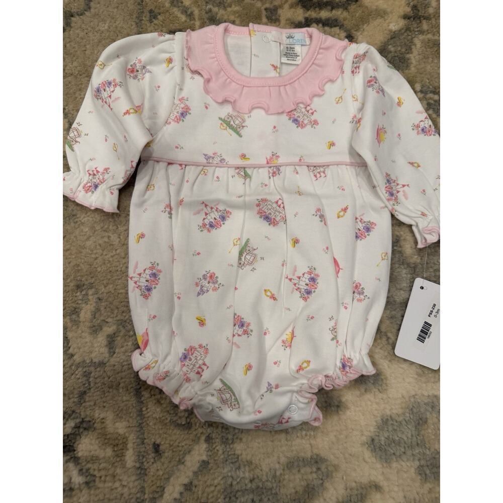 Baby Loren Long Sleeve 100% Pima Cotton Princess Castle Bubble 0-3 Months NWT